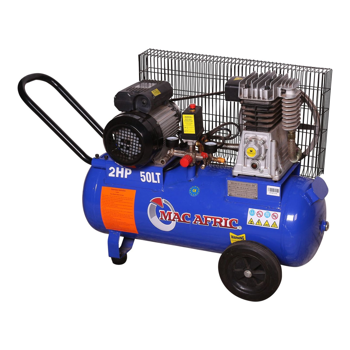 Compressor acionado por correia de 50 litros, 1,5 KW (2 HP) 230 V