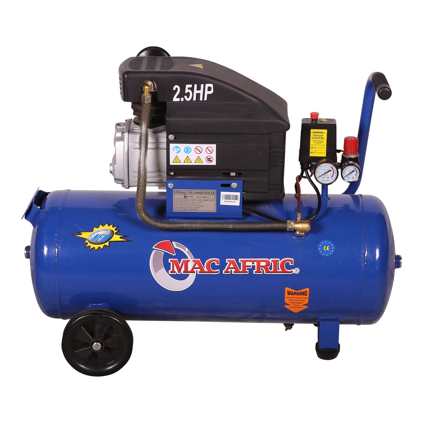 Compressor de acionamento direto de 50 litros, 1,5 KW (2 HP) 230 V