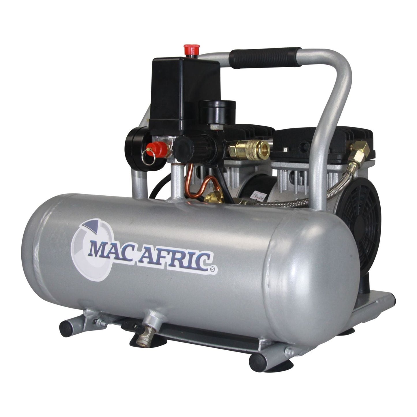 Compressor de ar isento de óleo de 6 litros, 0,75 KW (3/4 HP) 230 V (Tanque de alumínio)