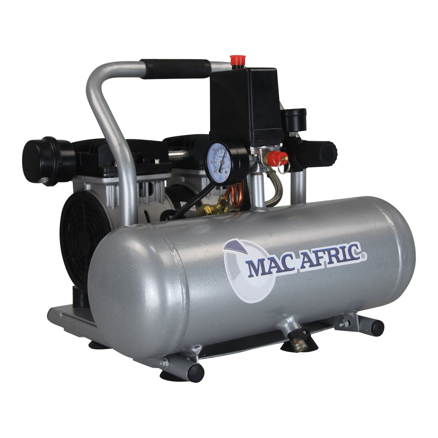 Compressor de ar isento de óleo de 6 litros, 0,75 KW (3/4 HP) 230 V (Tanque de alumínio)