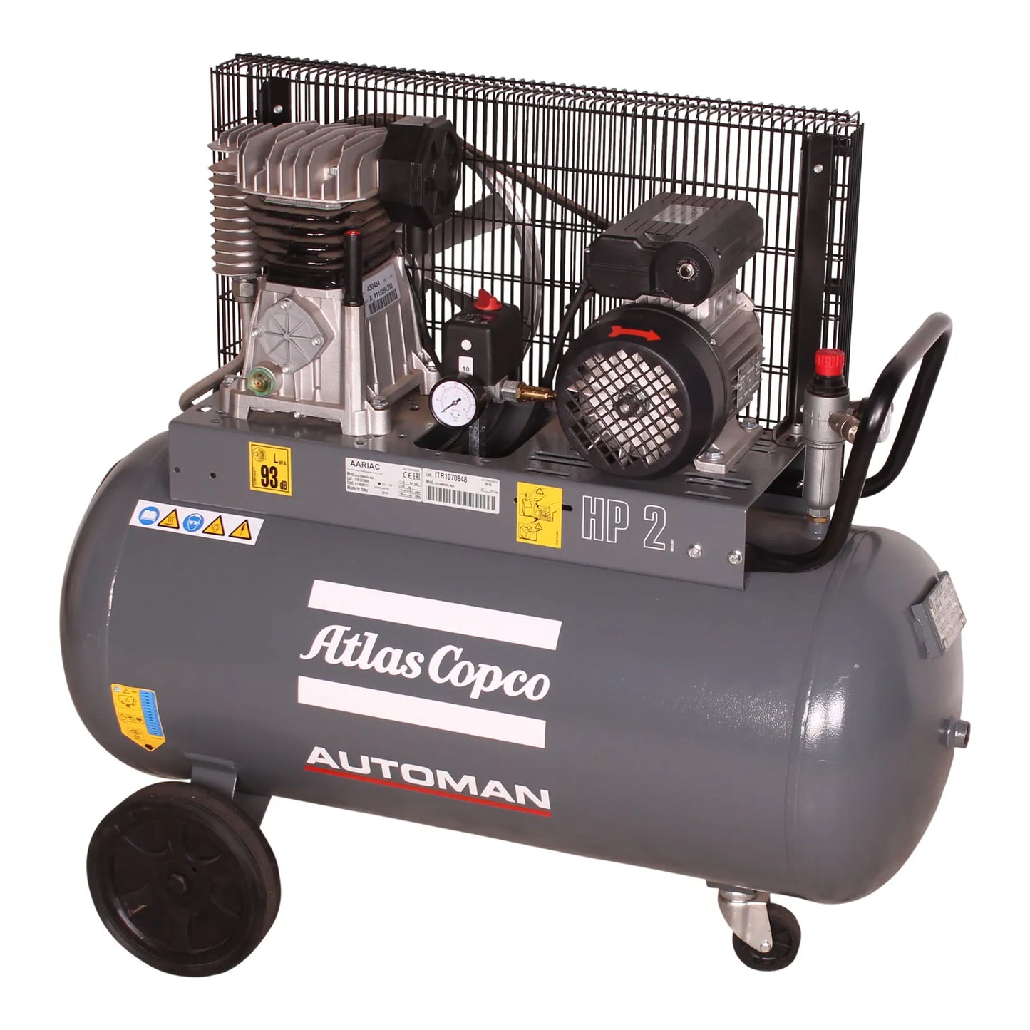Compressor de ar móvel acionado por correia Automan AC 20 E 90L 1,5 KW (2 HP)