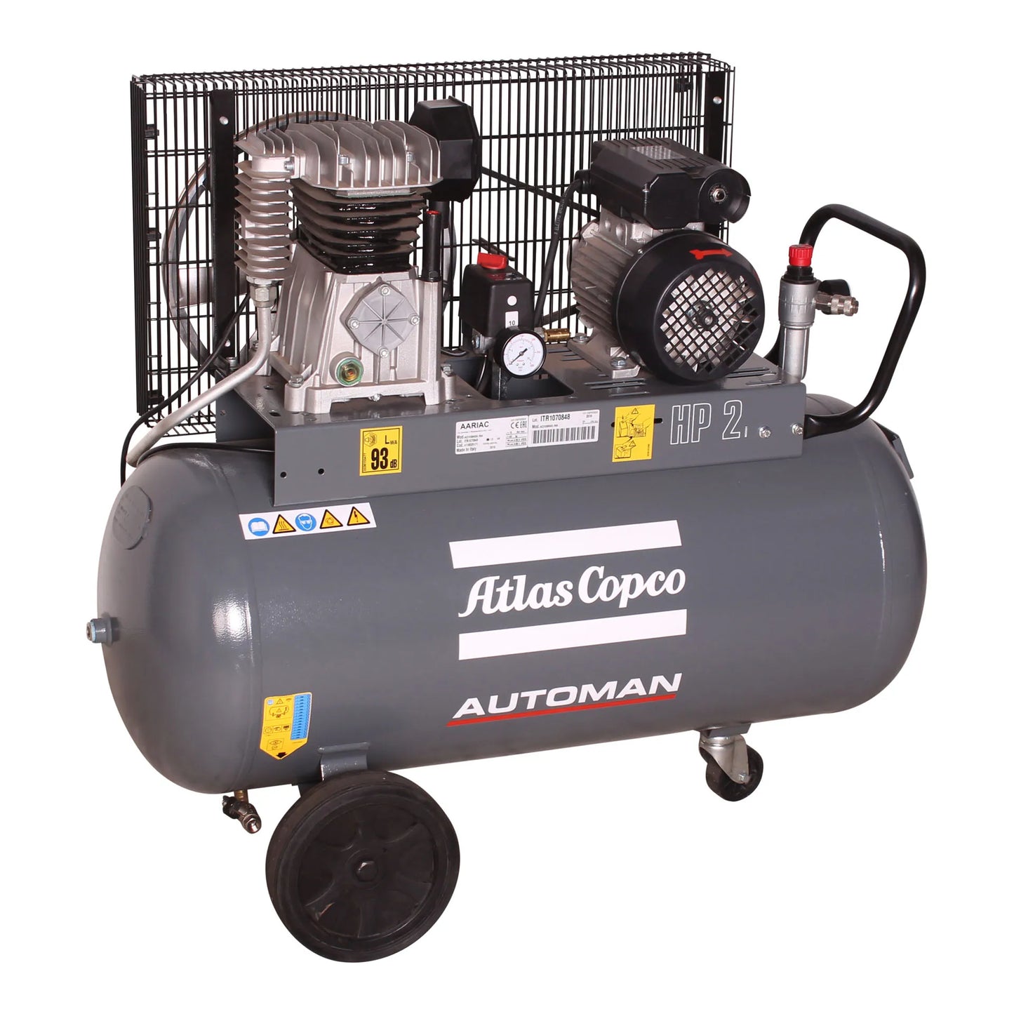 Compressor de ar móvel acionado por correia Automan AC 20 E 90L 1,5 KW (2 HP)