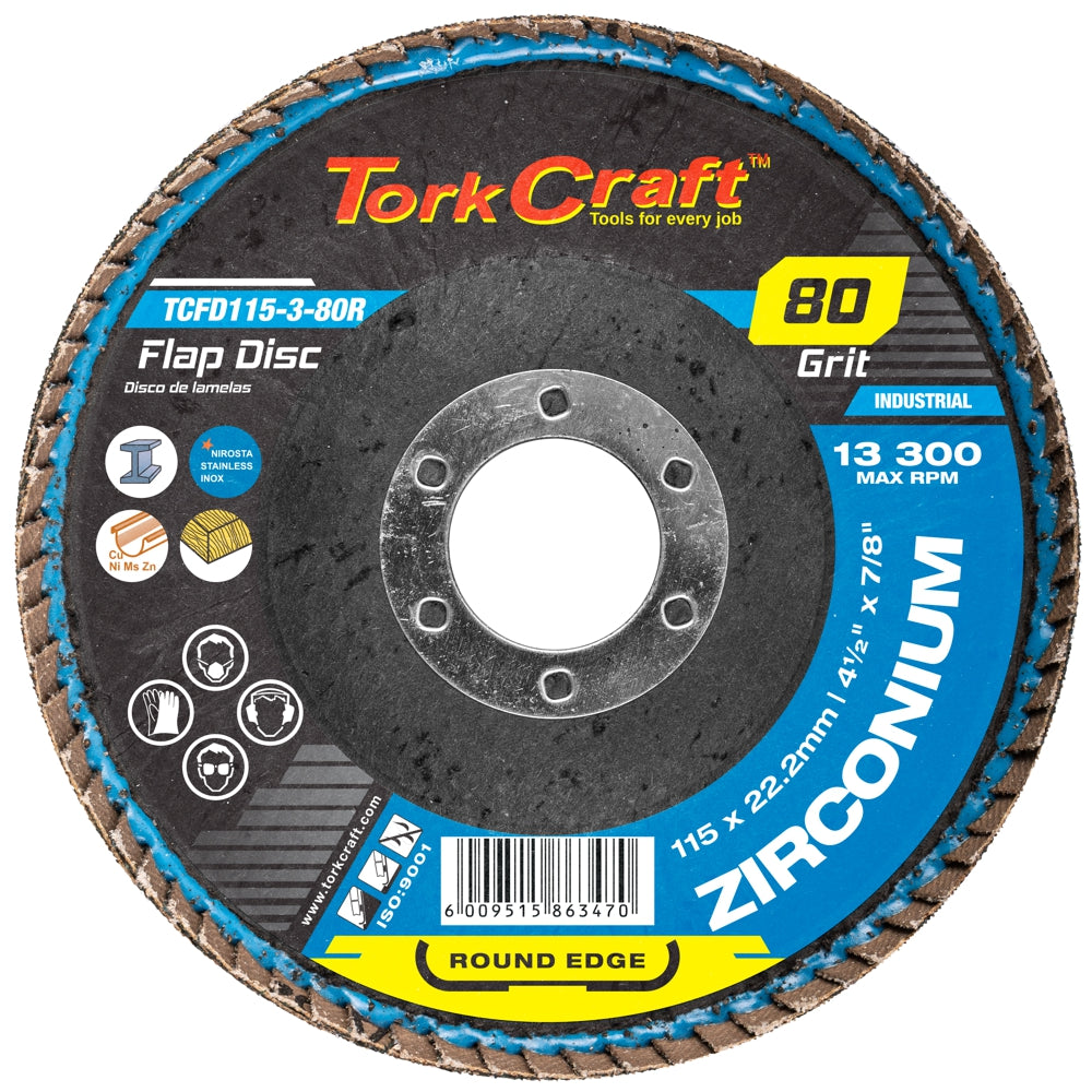 Disco de corte com aba de borda redonda de zircônio