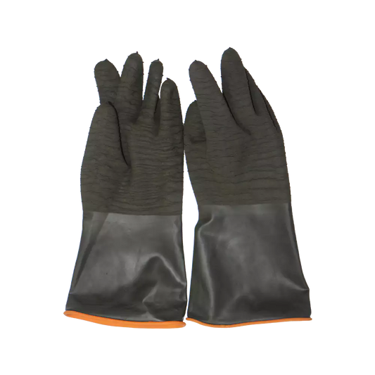 Luva de borracha industrial preta com palma áspera