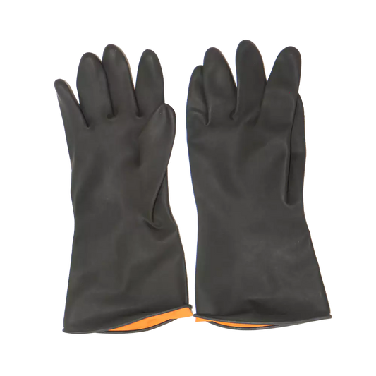 Luva de borracha industrial preta com palma lisa