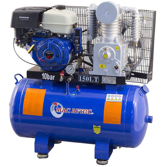 Compressor acionado por correia a gasolina de 150 litros e 10,5 KW (15 HP)