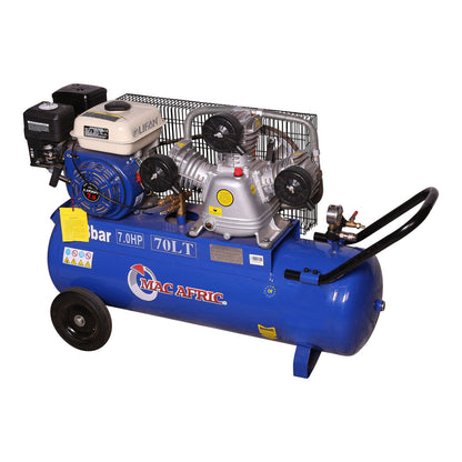 Compressor acionado por correia a gasolina de 70 litros 5 KW (7 HP)