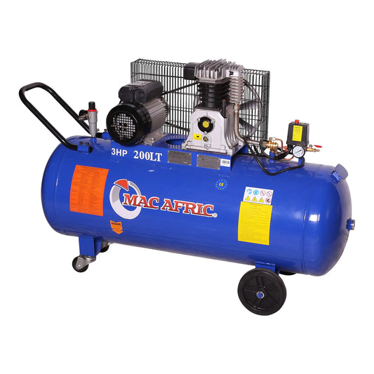 Compressor acionado por correia de 200 litros, 2,2 KW (3 HP) 230 V