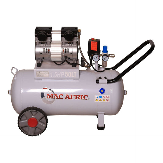 Compressor de ar silencioso profissional sem óleo de 50 litros 1,1 KW (1,5 HP) 230 V