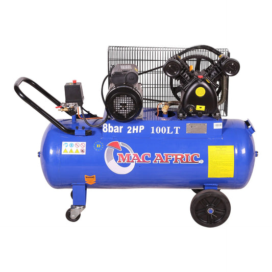 Compressor tipo V acionado por correia de 100 litros, 1,5 KW (2 HP) 230 V
